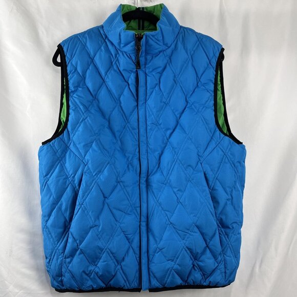 Robert Graham Reversible Green & Blue Down Puffer Vest Women’s Size L - Picture 2 of 9